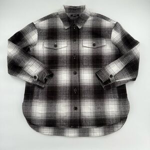 Twill Flannel Shirt-Jacket in Windowpane Plaid